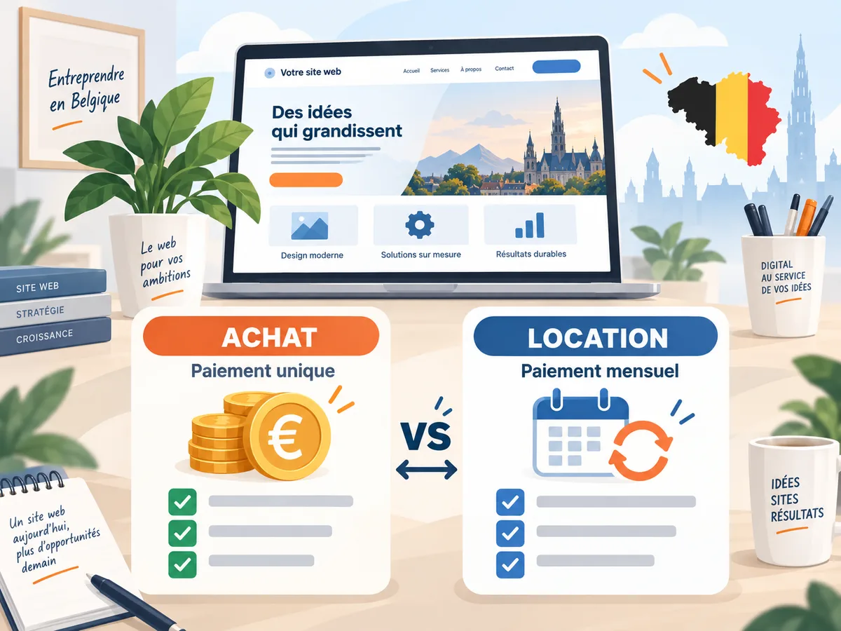 Illustration : le vrai coût d'un site web en Belgique, location ou achat