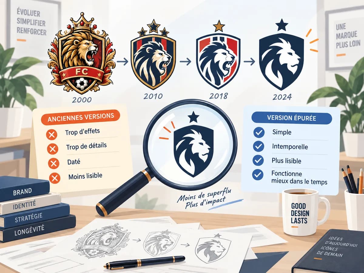 Illustration : les logos de clubs sportifs et leurs effets datés des années 2000
