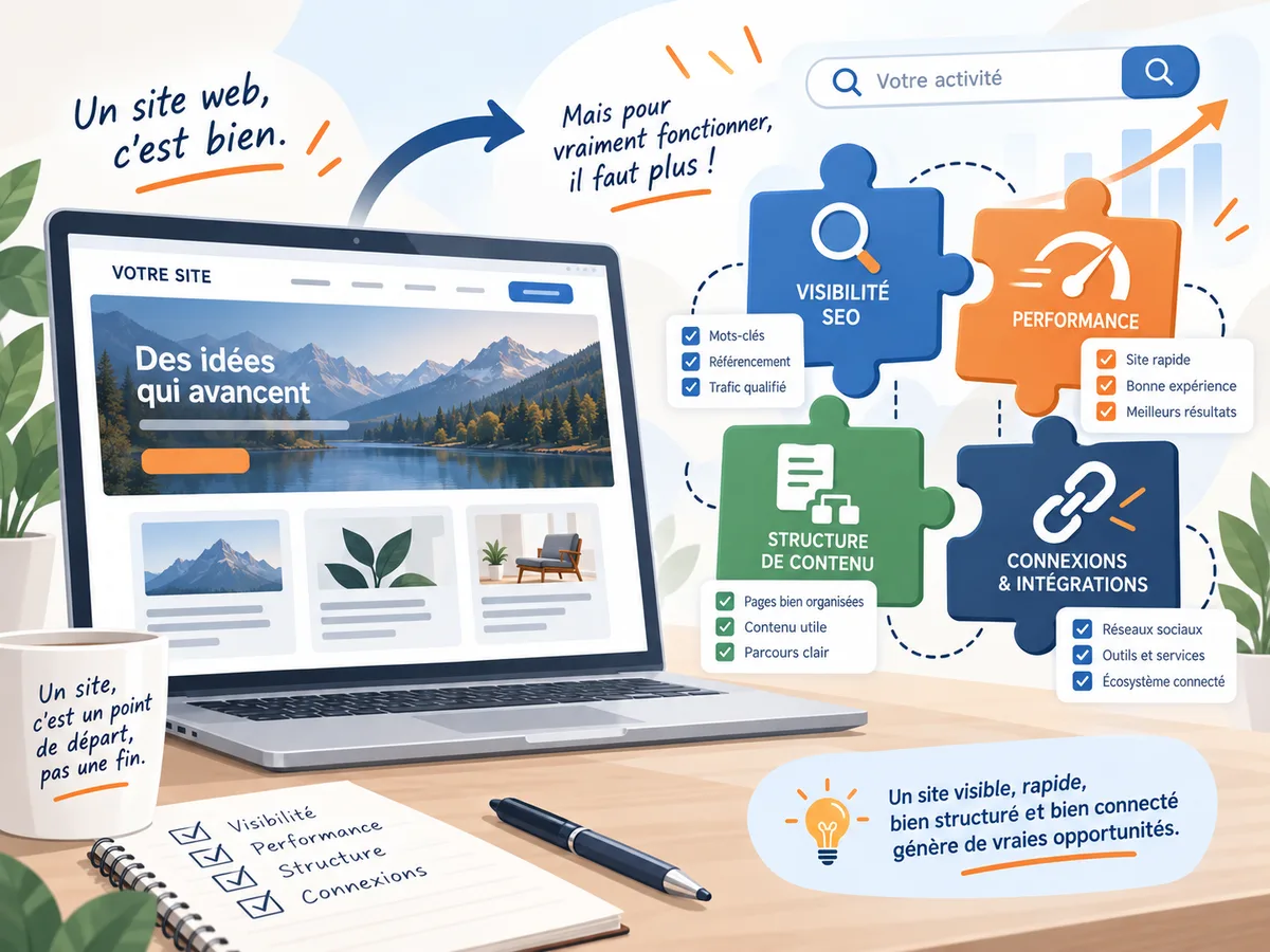 Illustration : un site web soigné mais absent des résultats de recherche Google