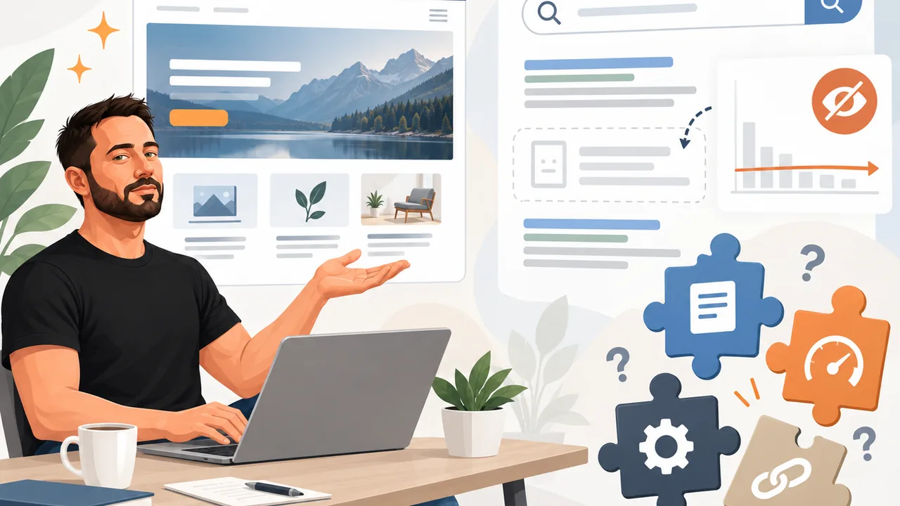 Illustration : un site web soigné mais absent des résultats de recherche Google