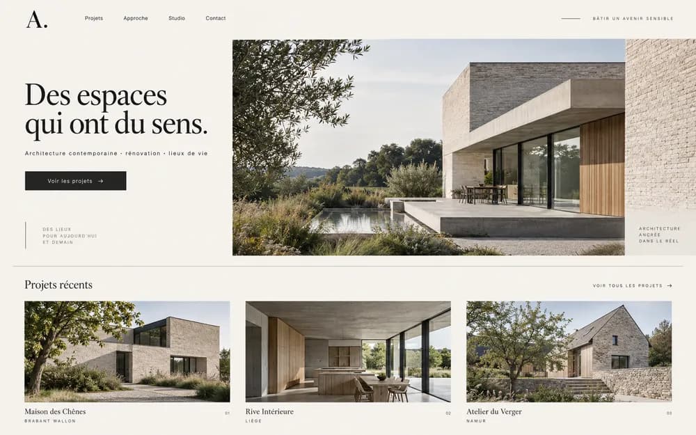 Concept de site web pour un architecte